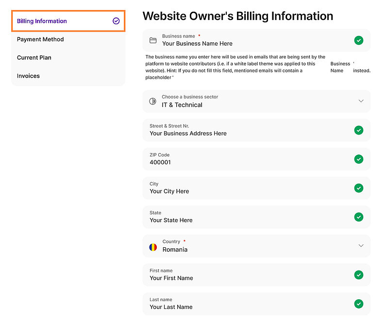 Manage Your Billing Information