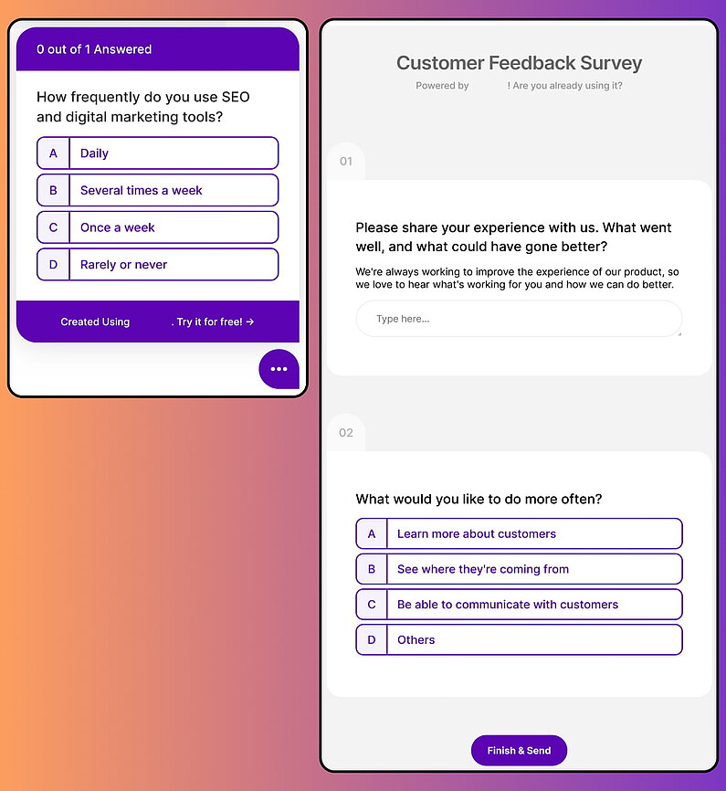 Previews of Poll and Survey