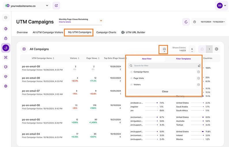 Filter für meine UTM-Kampagnen