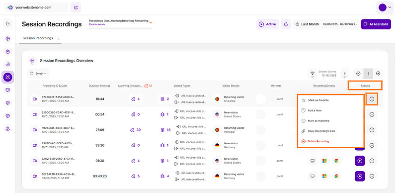 Managing your Session Recordings