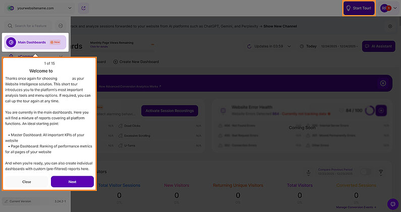 Faceți cunoștință cu puternicul nostru tablou de bord Tur de funcții