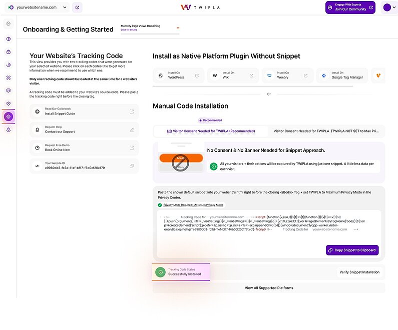 tracking code successfully installed